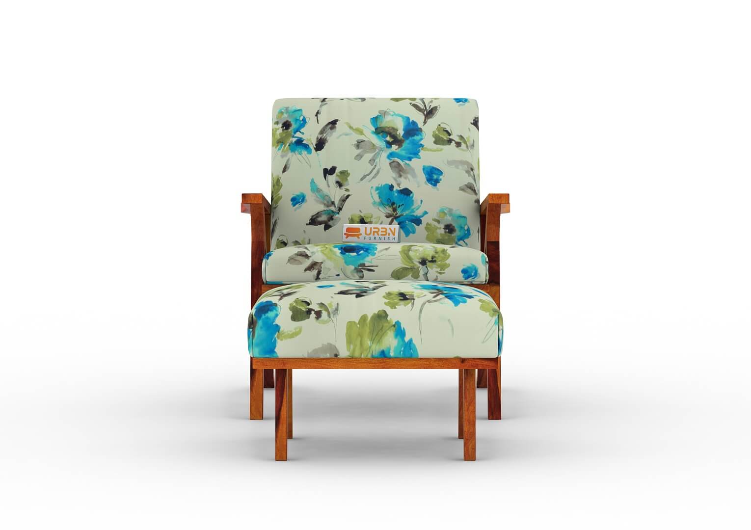 Oueme Lounge Chair With Stool (Printed Fabric) - Urbnfurnish