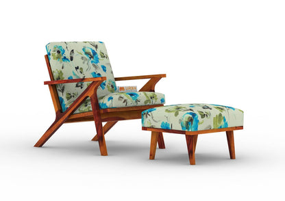 Oueme Lounge Chair With Stool (Printed Fabric) - Urbnfurnish