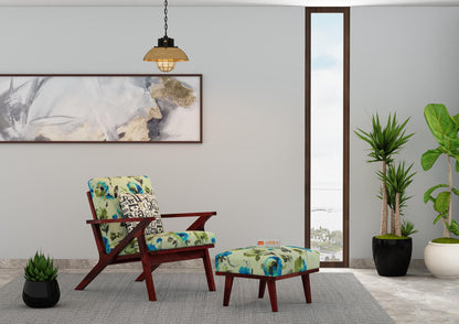 Oueme Lounge Chair With Stool (Printed Fabric) - Urbnfurnish
