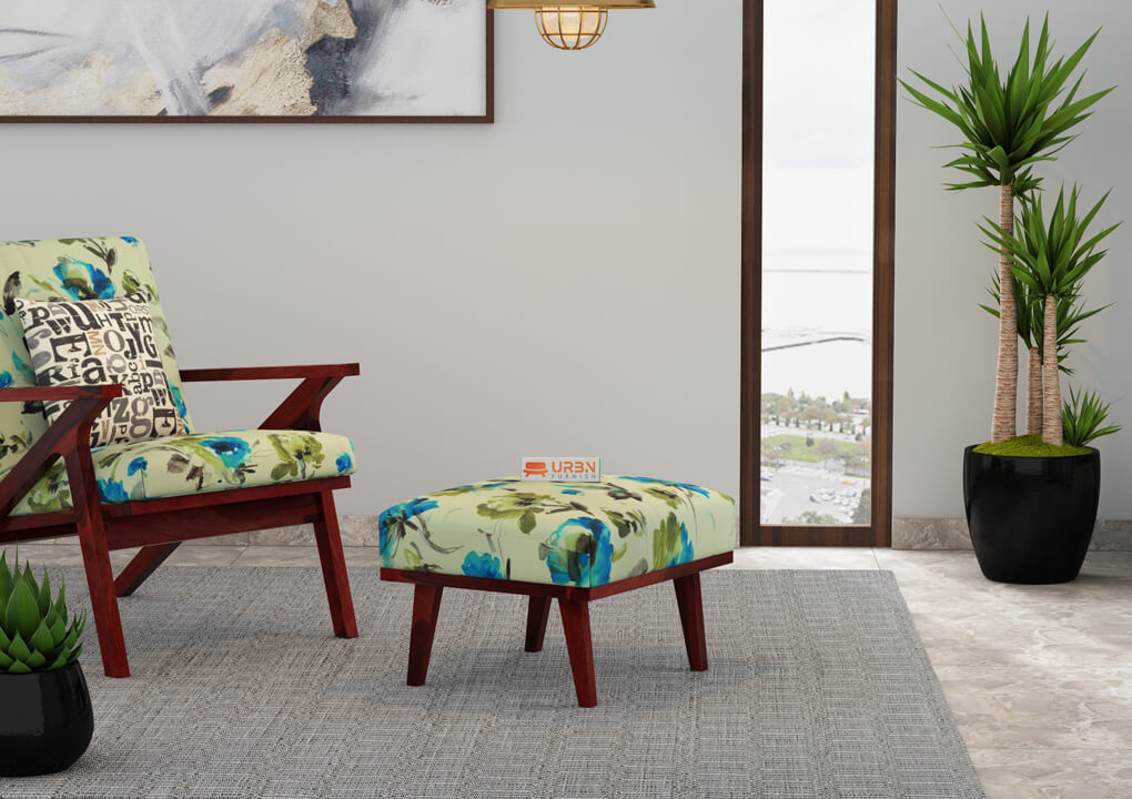 Oueme Lounge Chair With Stool (Printed Fabric) - Urbnfurnish