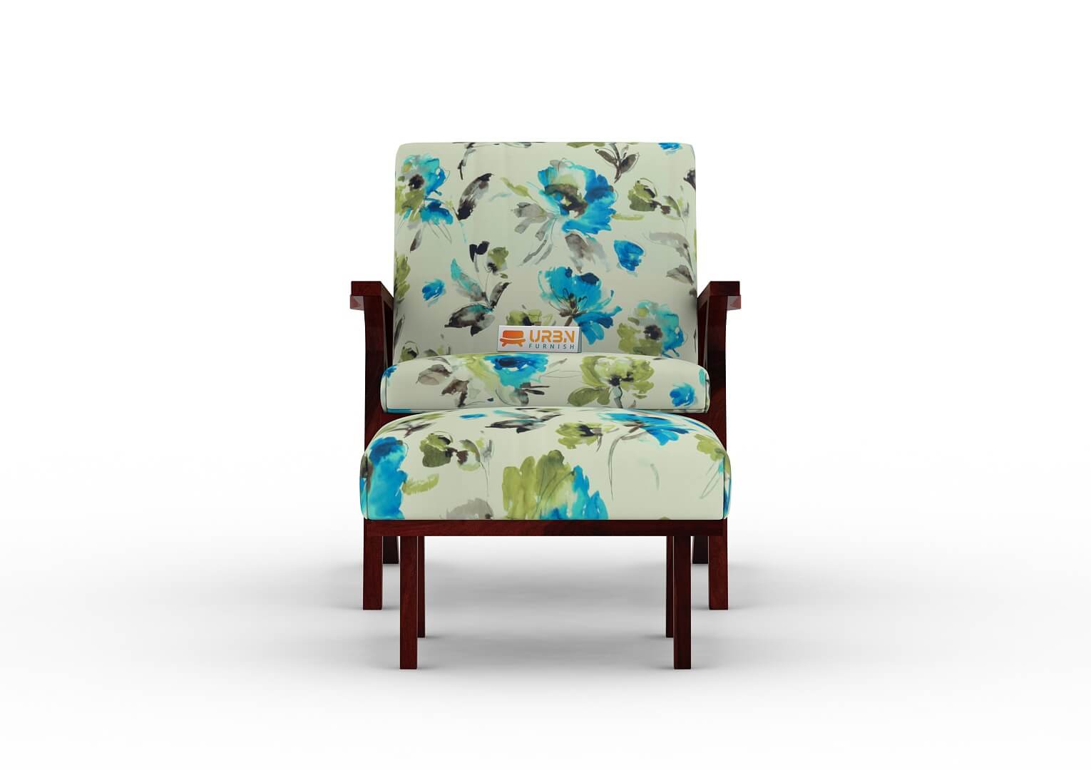 Oueme Lounge Chair With Stool (Printed Fabric) - Urbnfurnish