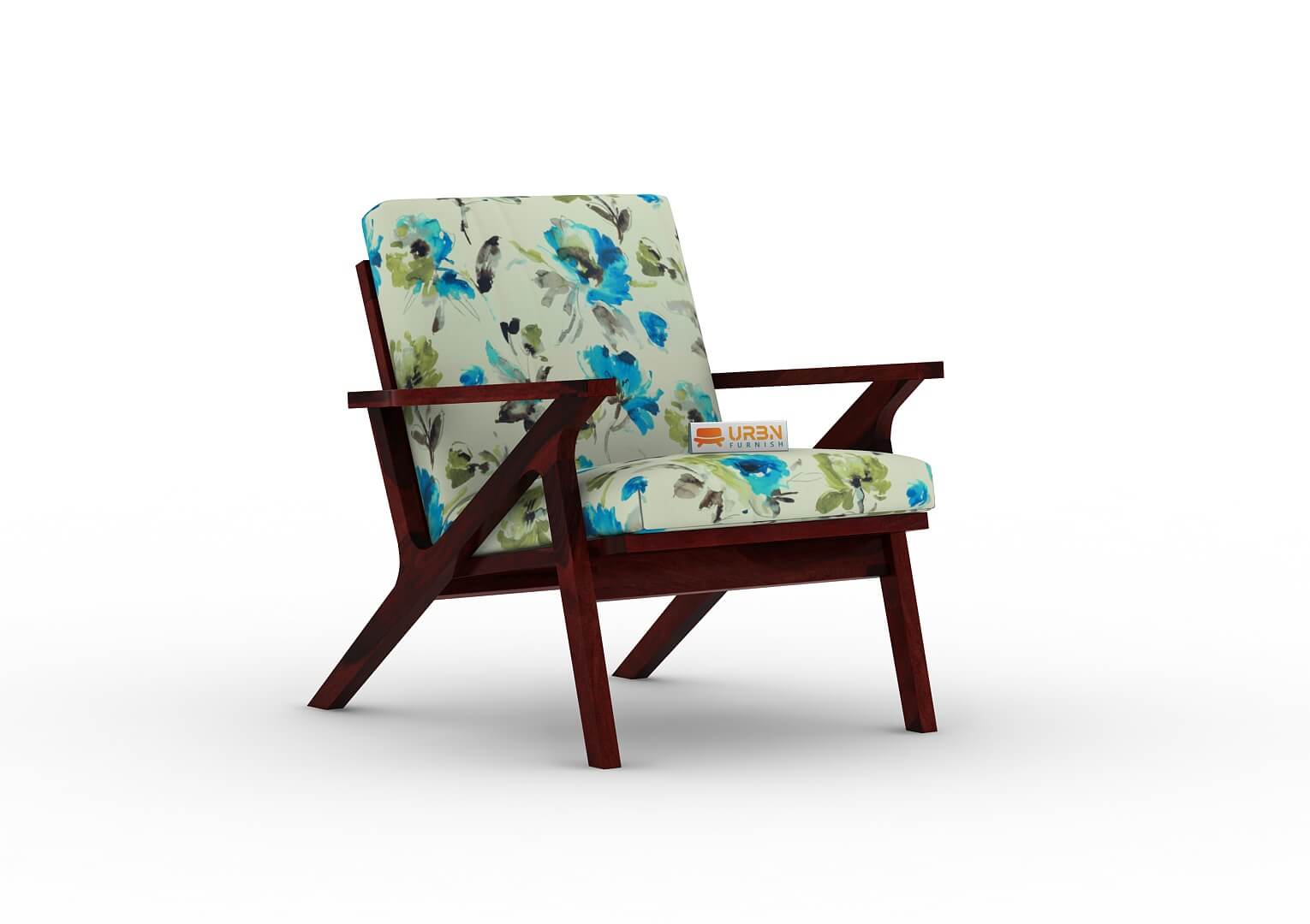 Oueme Lounge Chair With Stool (Printed Fabric) - Urbnfurnish