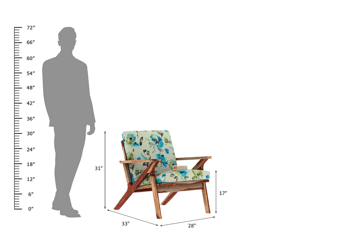 Oueme Lounge Chair With Stool (Printed Fabric) - Urbnfurnish