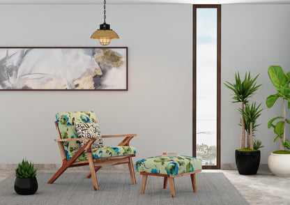 Oueme Lounge Chair With Stool (Printed Fabric) - Urbnfurnish