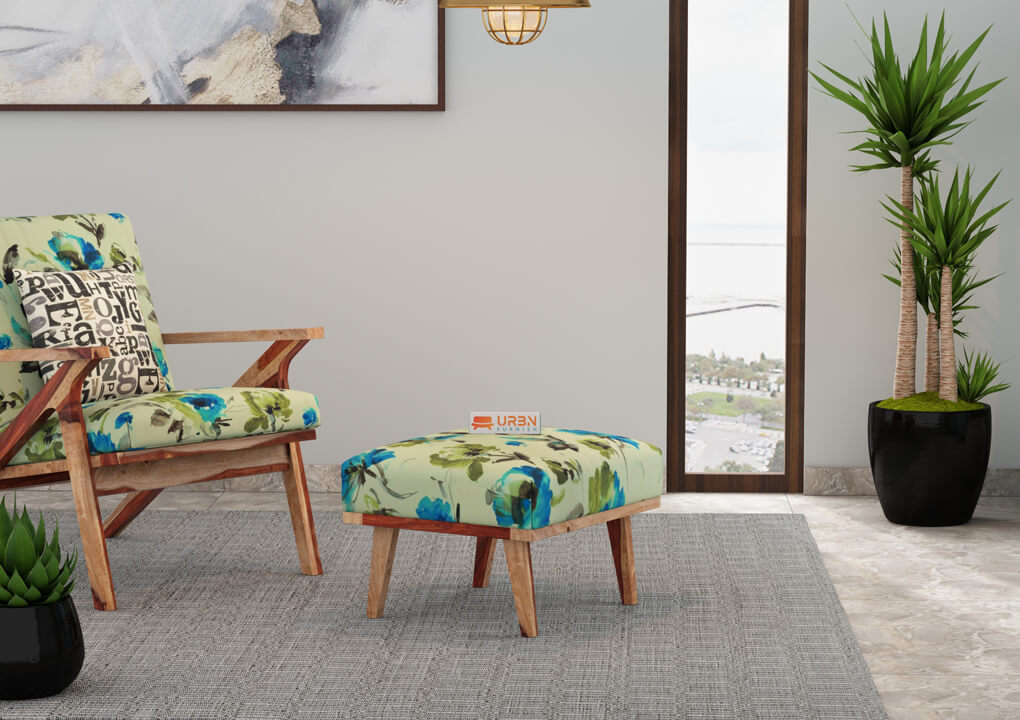 Oueme Lounge Chair With Stool (Printed Fabric) - Urbnfurnish
