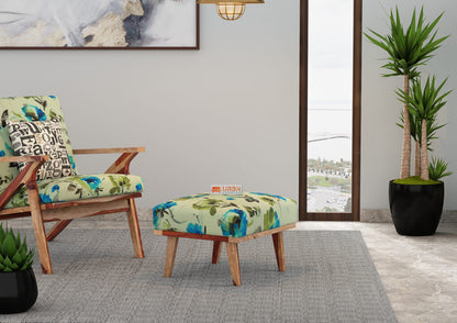 Oueme Lounge Chair With Stool (Printed Fabric) - Urbnfurnish