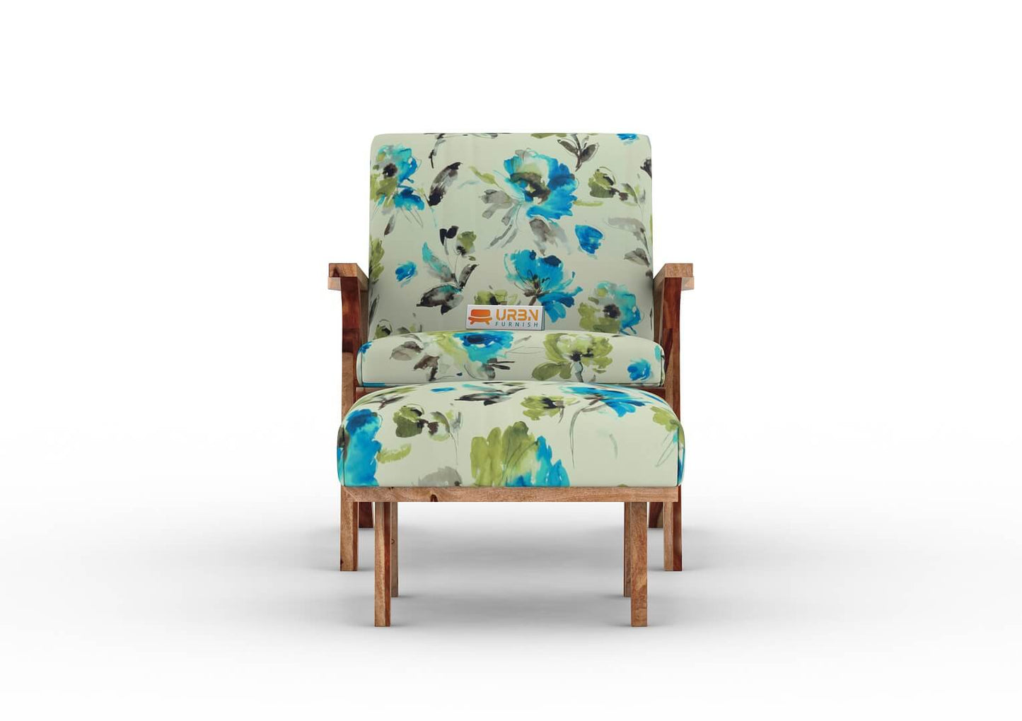 Oueme Lounge Chair With Stool (Printed Fabric) - Urbnfurnish