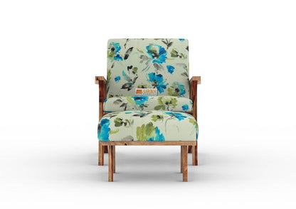 Oueme Lounge Chair With Stool (Printed Fabric) - Urbnfurnish