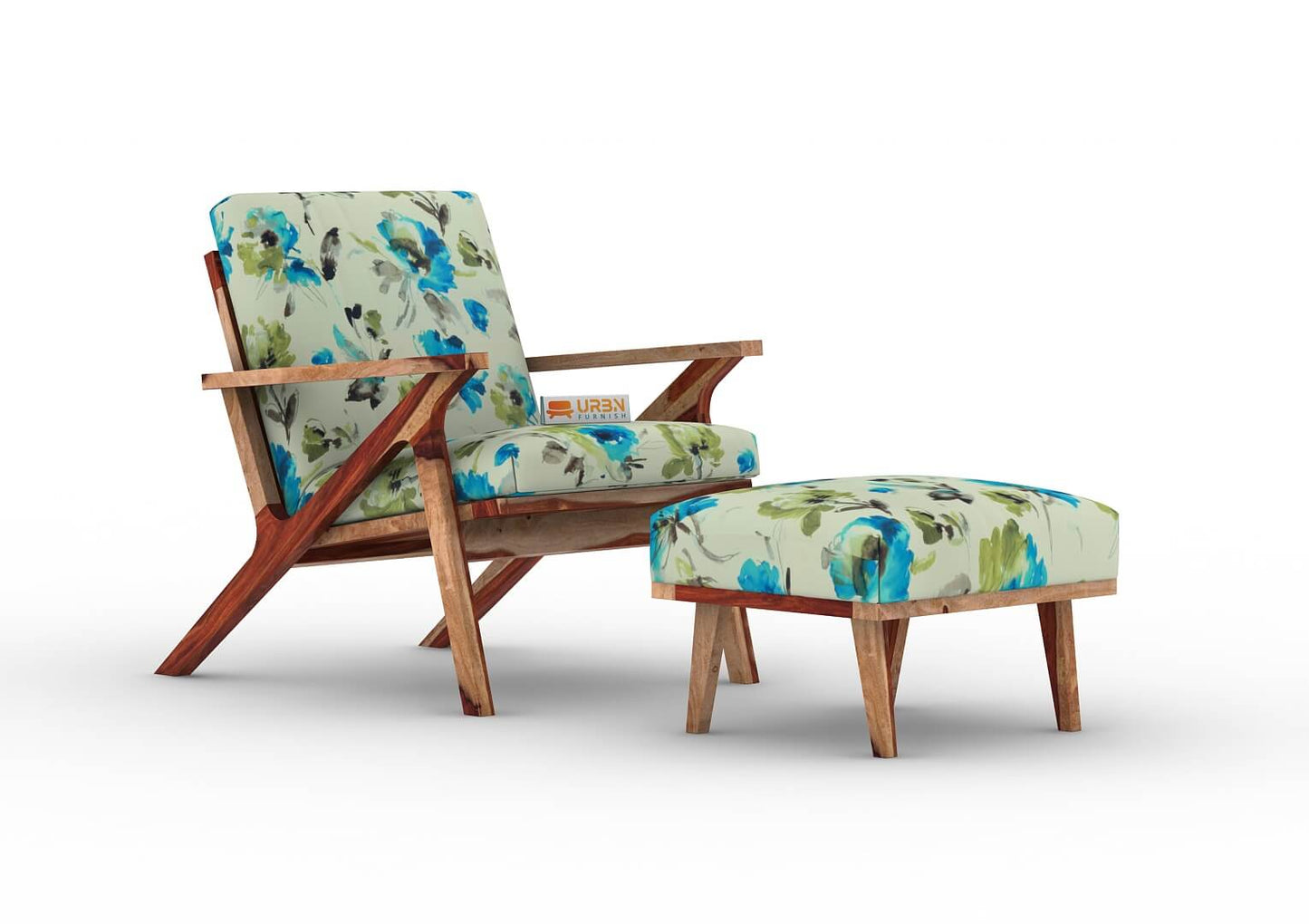 Oueme Lounge Chair With Stool (Printed Fabric) - Urbnfurnish