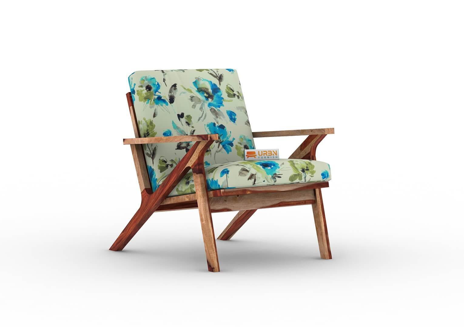 Oueme Lounge Chair With Stool (Printed Fabric) - Urbnfurnish