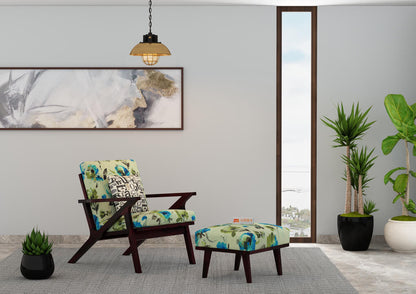 Oueme Lounge Chair With Stool (Printed Fabric) - Urbnfurnish