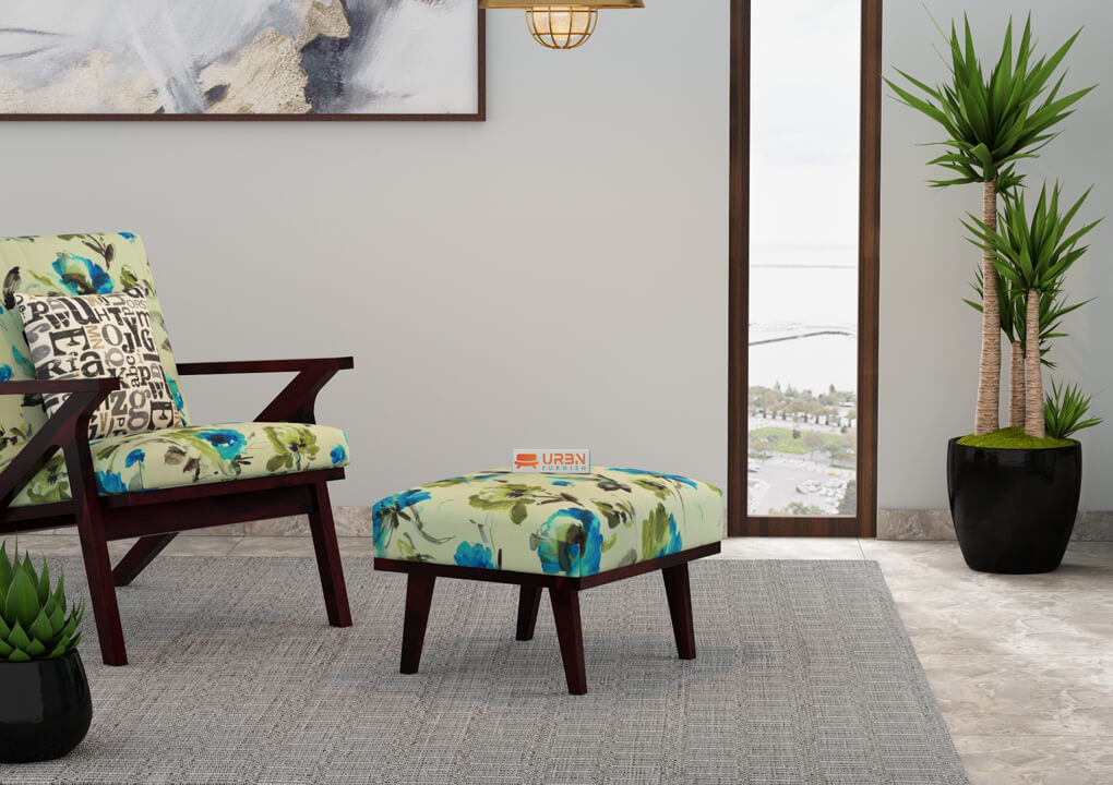 Oueme Lounge Chair With Stool (Printed Fabric) - Urbnfurnish