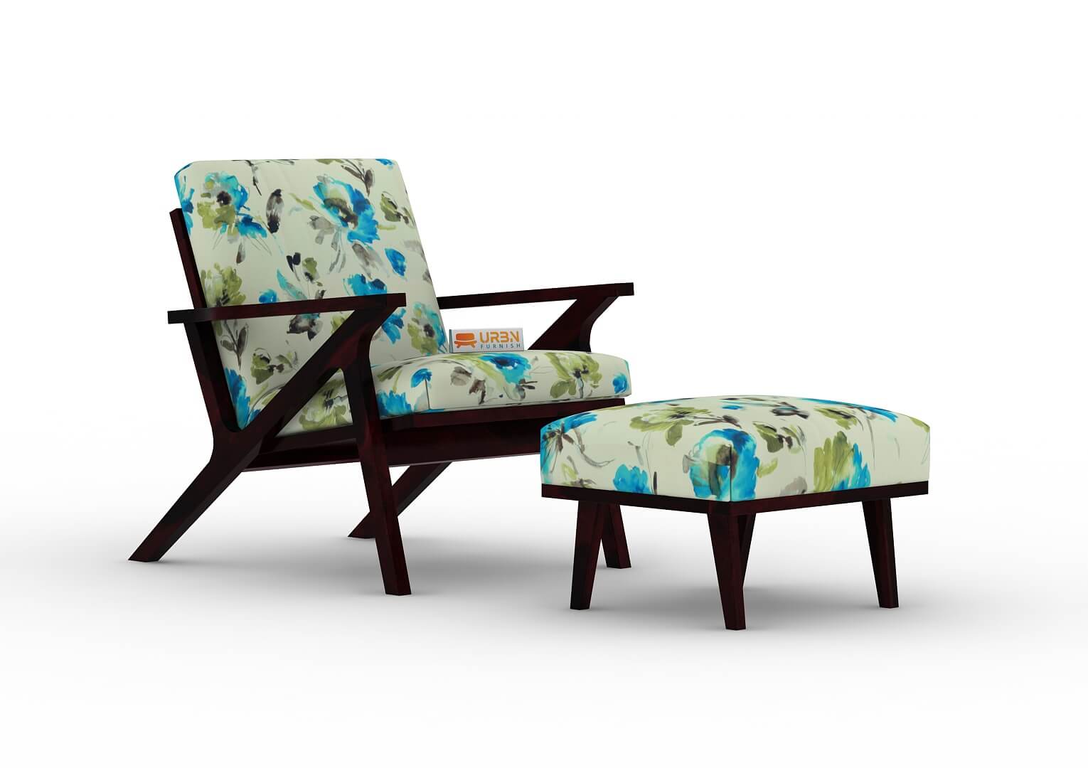 Oueme Lounge Chair With Stool (Printed Fabric) - Urbnfurnish