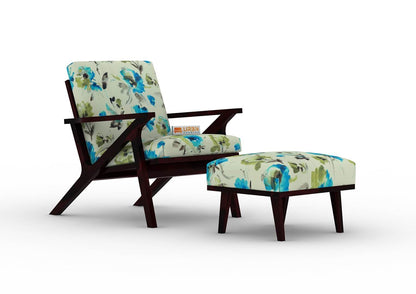 Oueme Lounge Chair With Stool (Printed Fabric) - Urbnfurnish