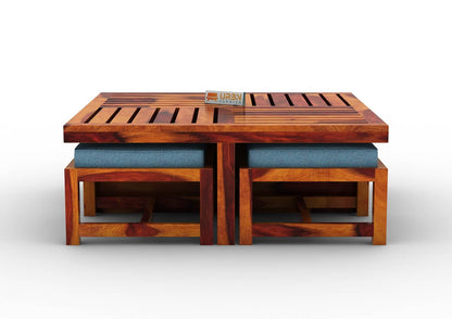 Paladin Coffee Table Set With Four Stools - Urbnfurnish