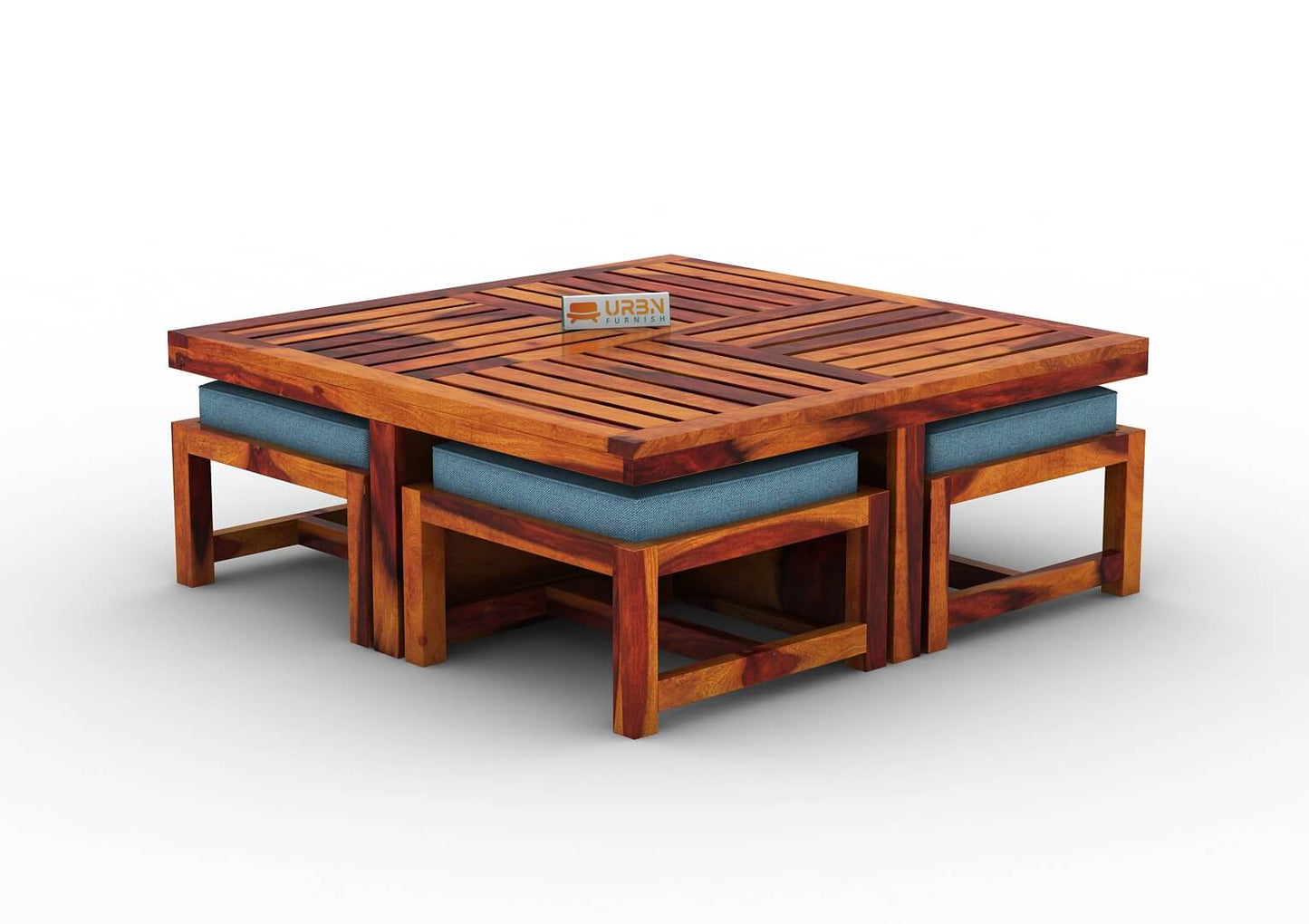 Paladin Coffee Table Set With Four Stools - Urbnfurnish
