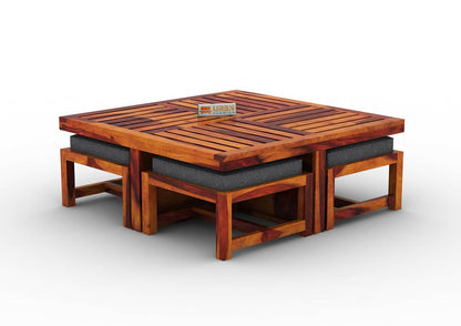 Paladin Coffee Table Set With Four Stools - Urbnfurnish
