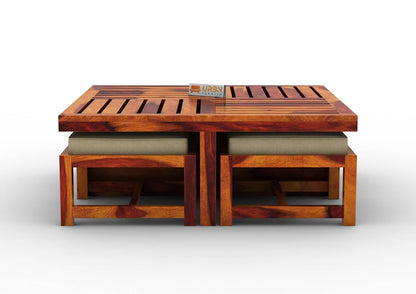 Paladin Coffee Table Set With Four Stools - Urbnfurnish