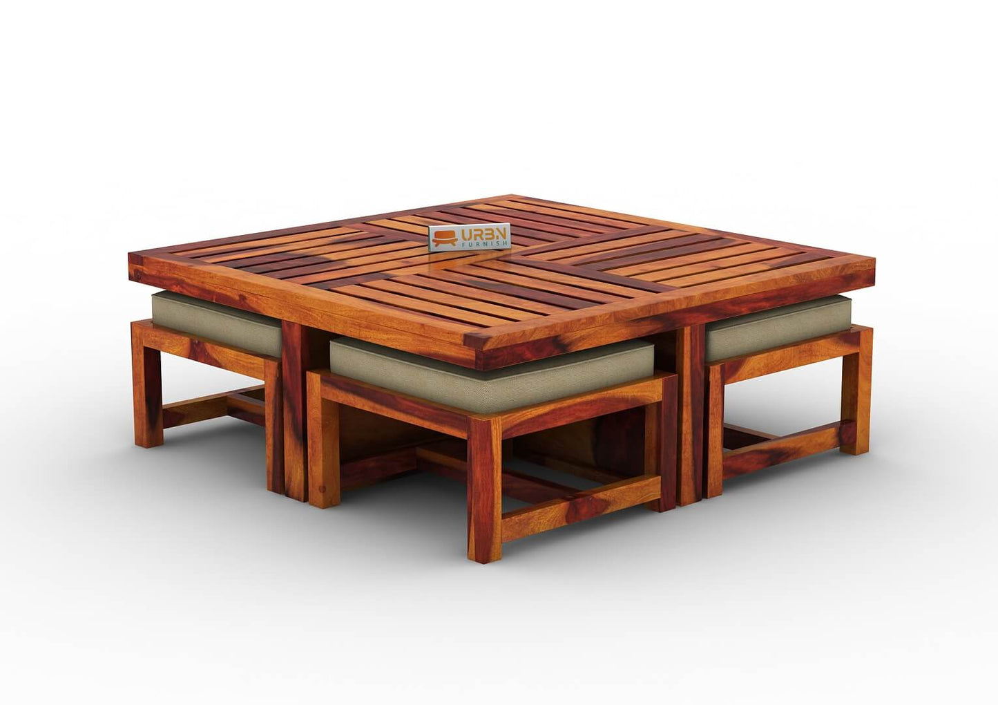 Paladin Coffee Table Set With Four Stools - Urbnfurnish