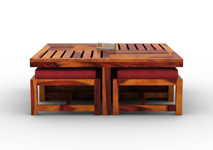 Paladin Coffee Table Set With Four Stools - Urbnfurnish
