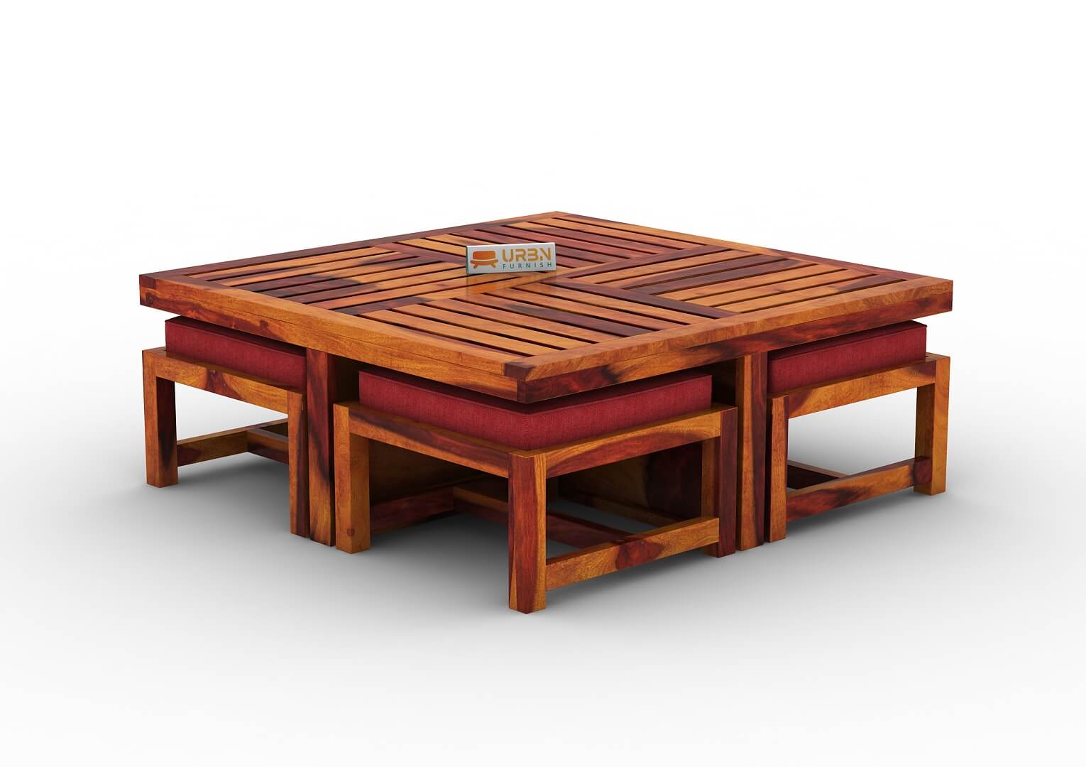 Paladin Coffee Table Set With Four Stools - Urbnfurnish
