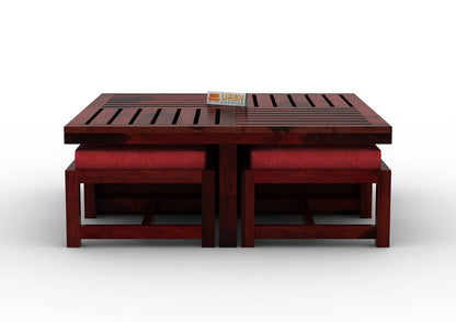 Paladin Coffee Table Set With Four Stools - Urbnfurnish