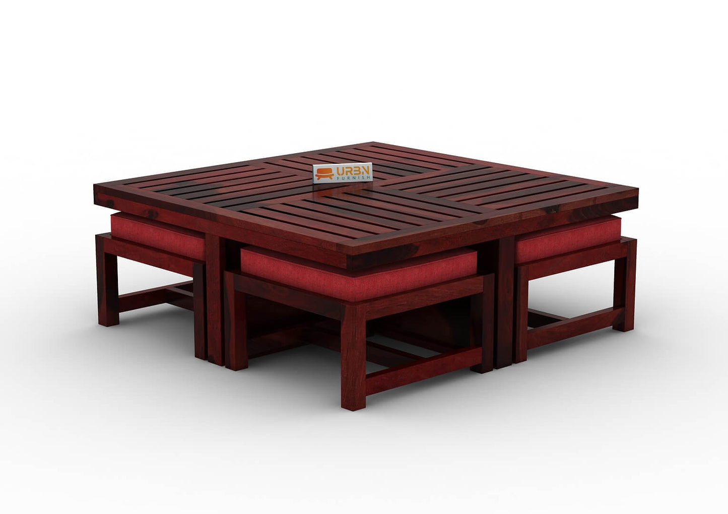 Paladin Coffee Table Set With Four Stools - Urbnfurnish