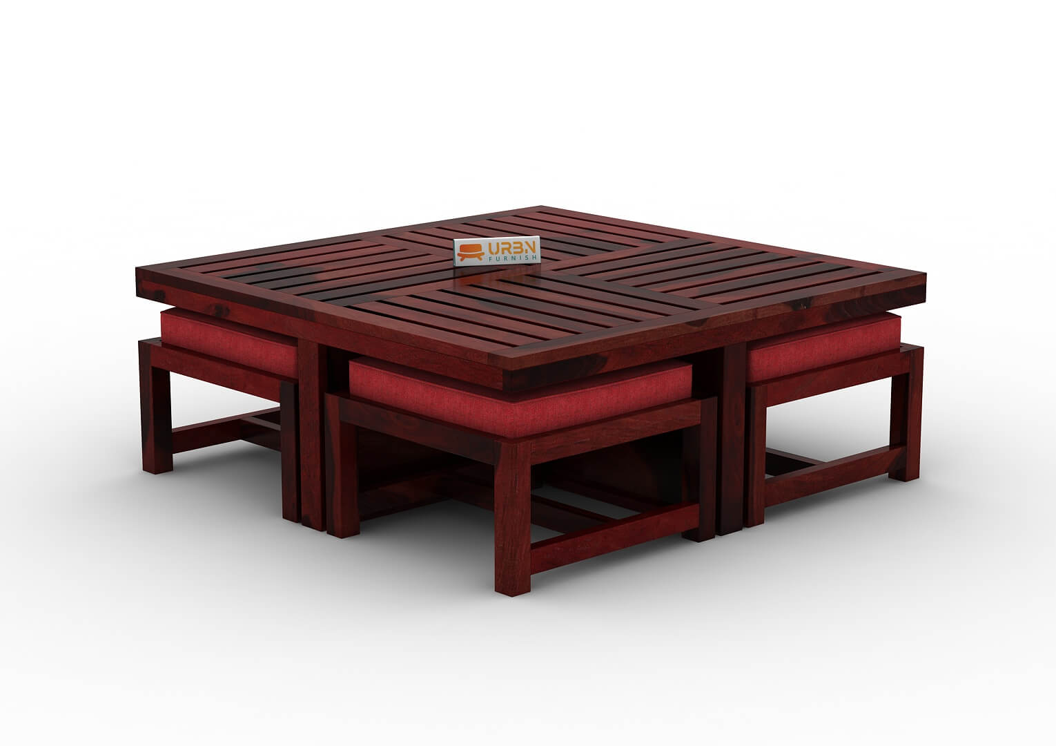 Paladin Coffee Table Set With Four Stools - Urbnfurnish
