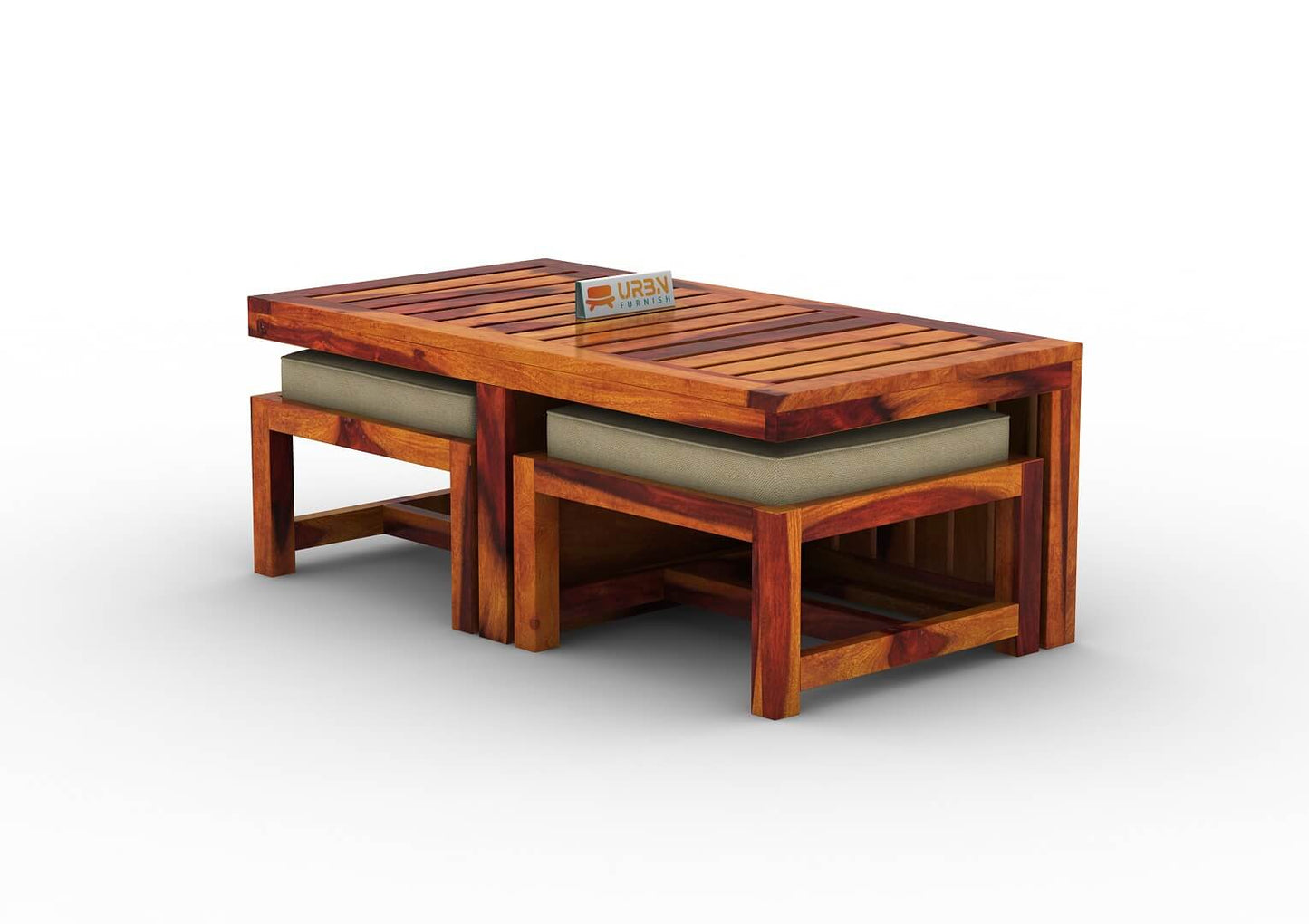 Paladin CoffeeTable Set  With Two Stools - Urbnfurnish