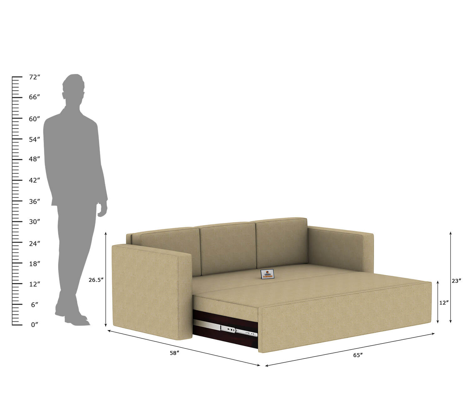 Capriccio Wooden Sofa Cum Bed - Urbnfurnish