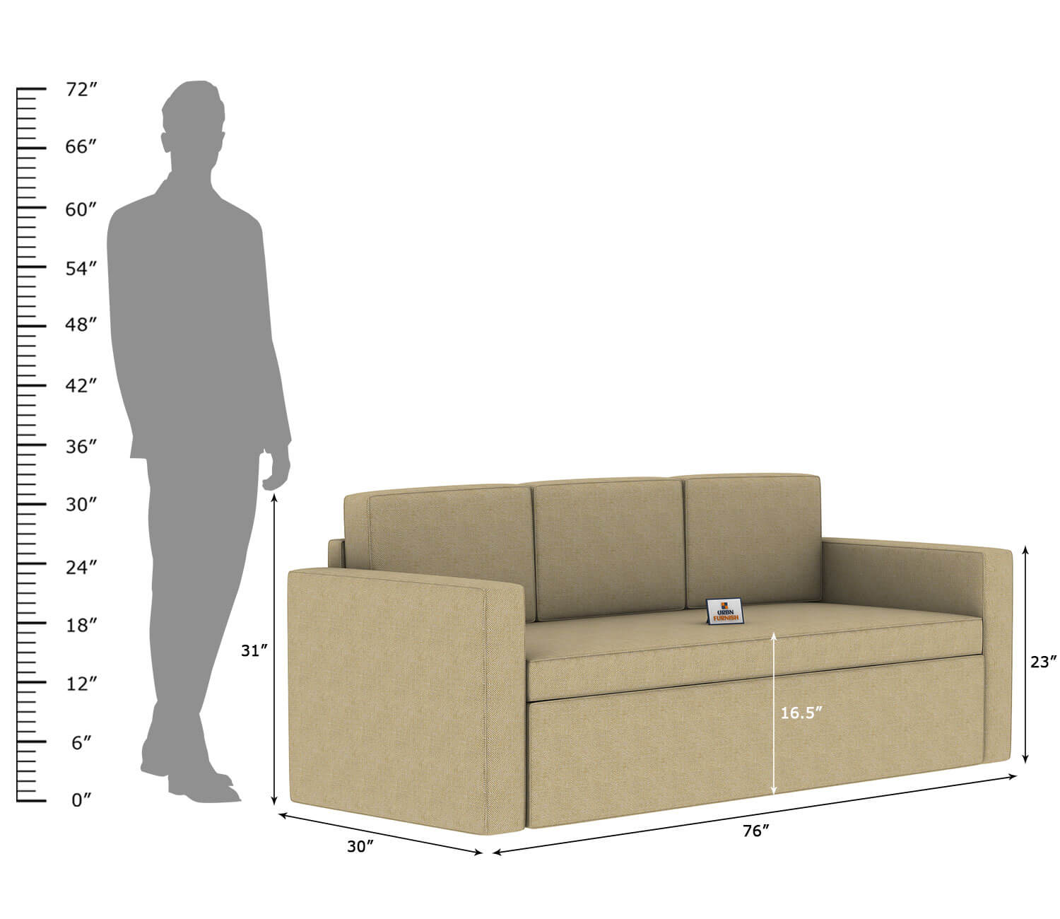 Capriccio Wooden Sofa Cum Bed - Urbnfurnish