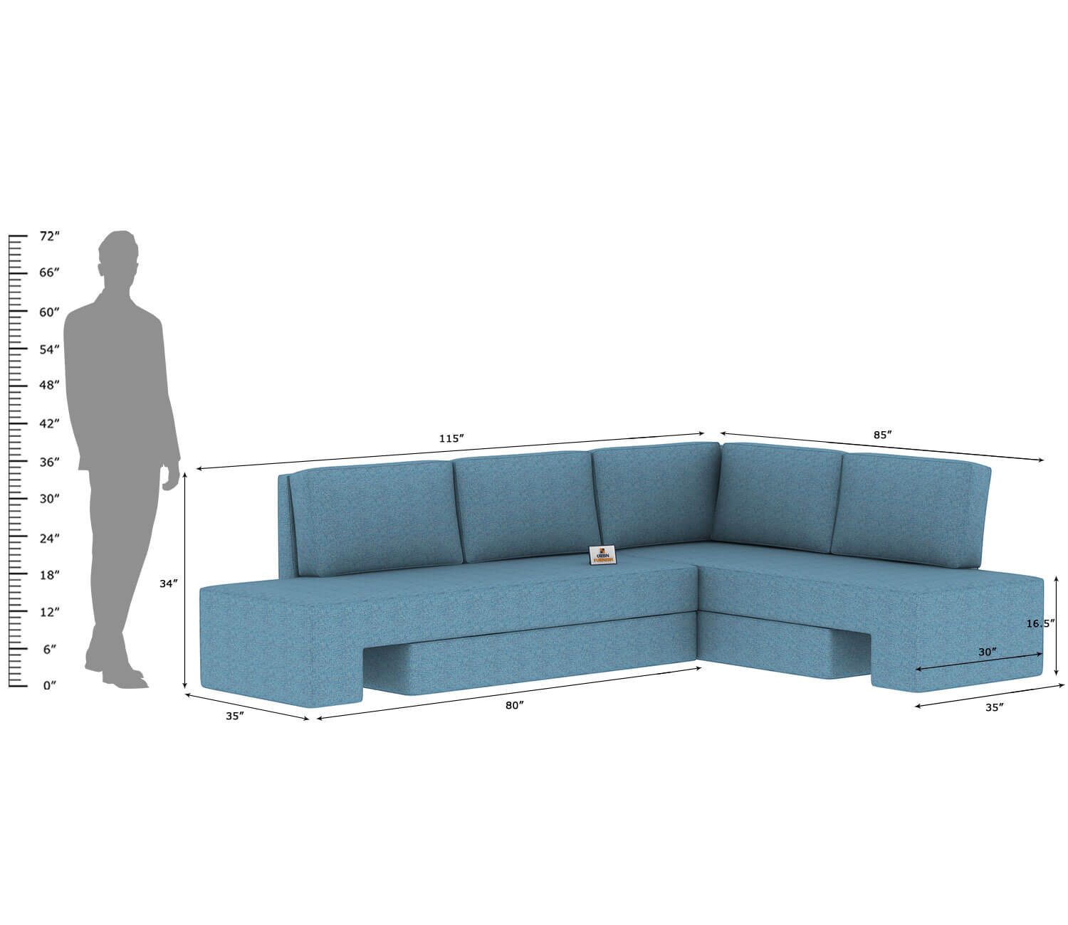 Casper L Shape Right Aligned   Sofa Cum Bed - Urbnfurnish