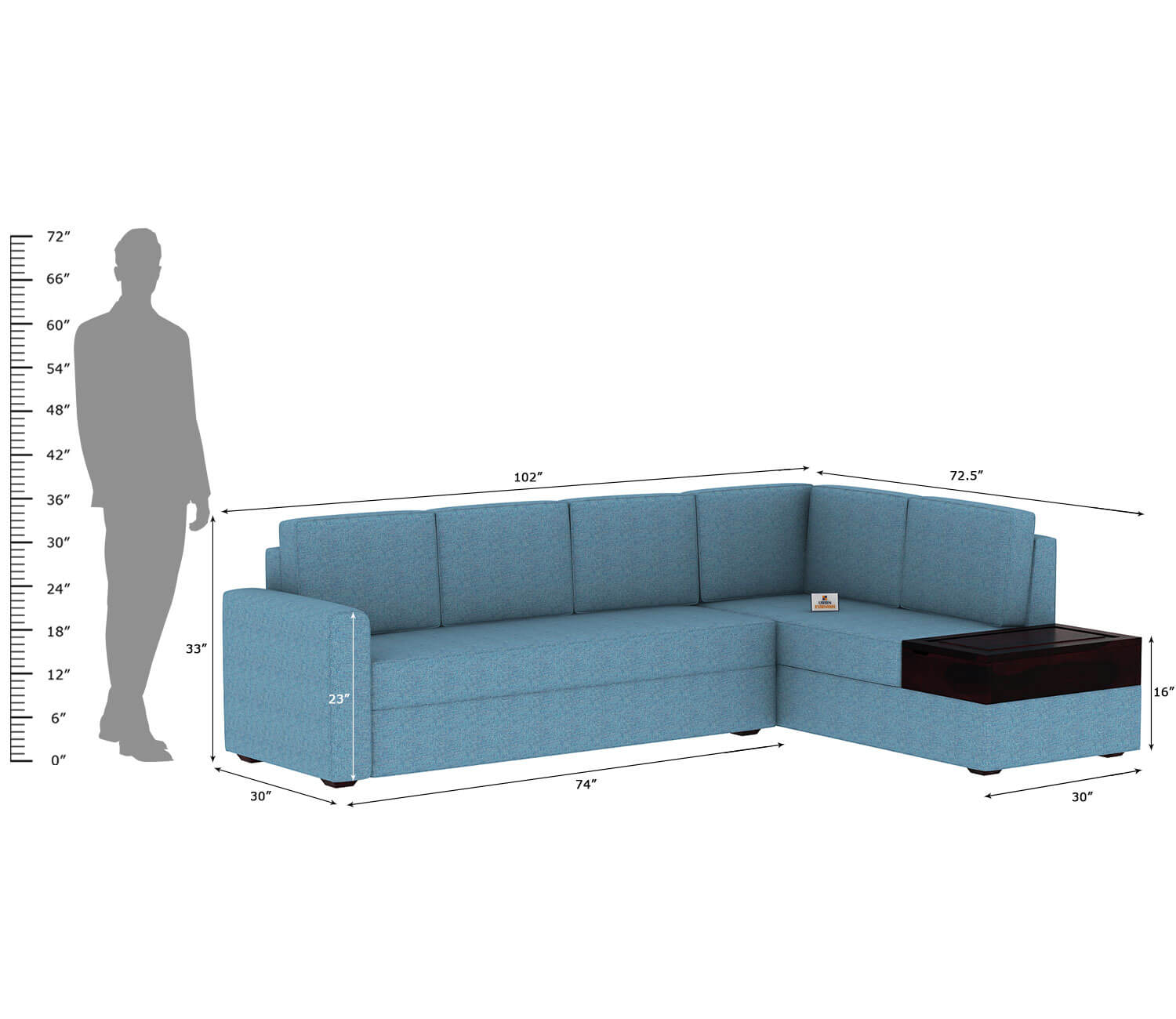 Surround L Shape Right Aligned   Sofa - Urbnfurnish
