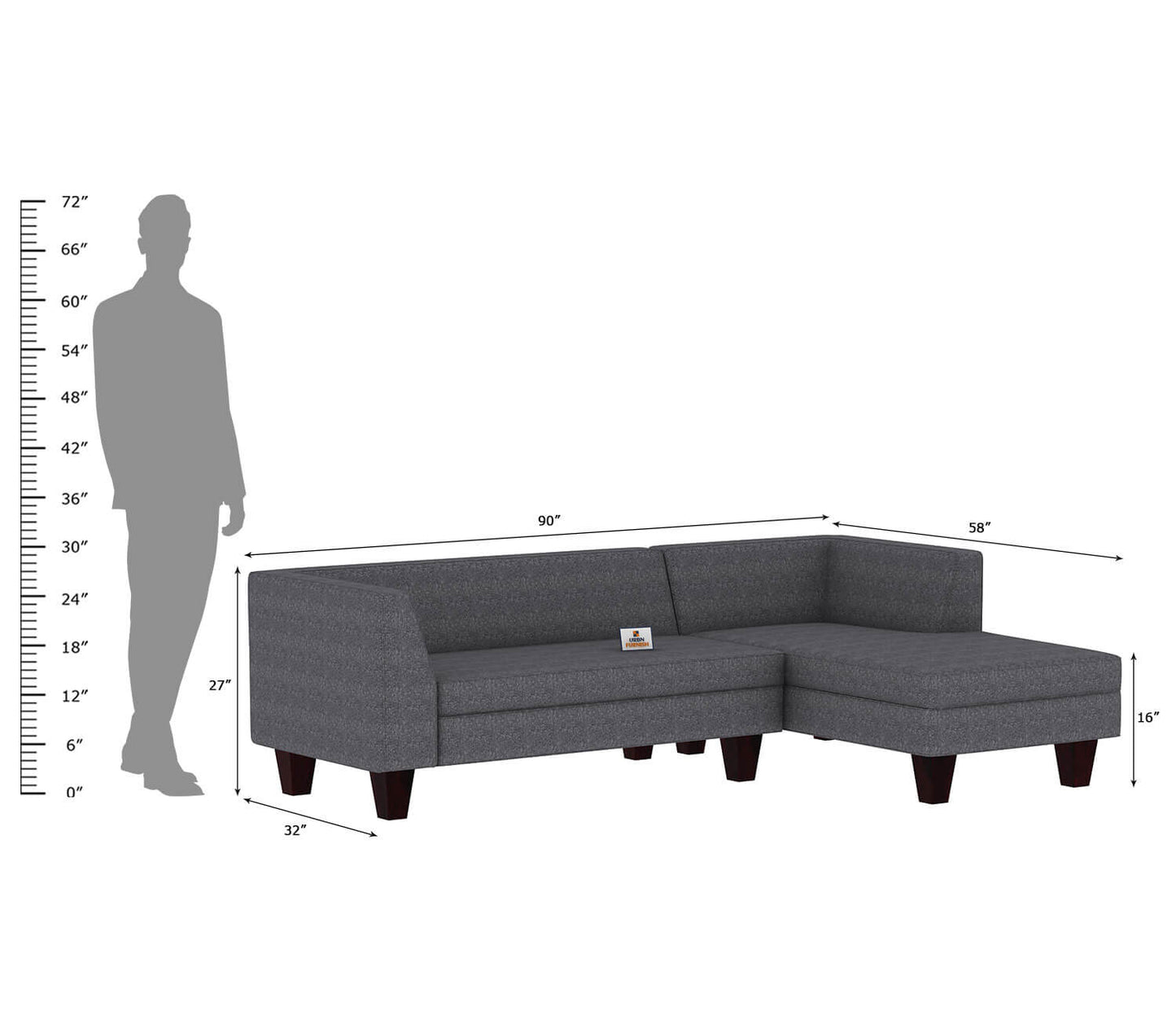 Dorian L Shape Right Aligned Sofa - Urbnfurnish