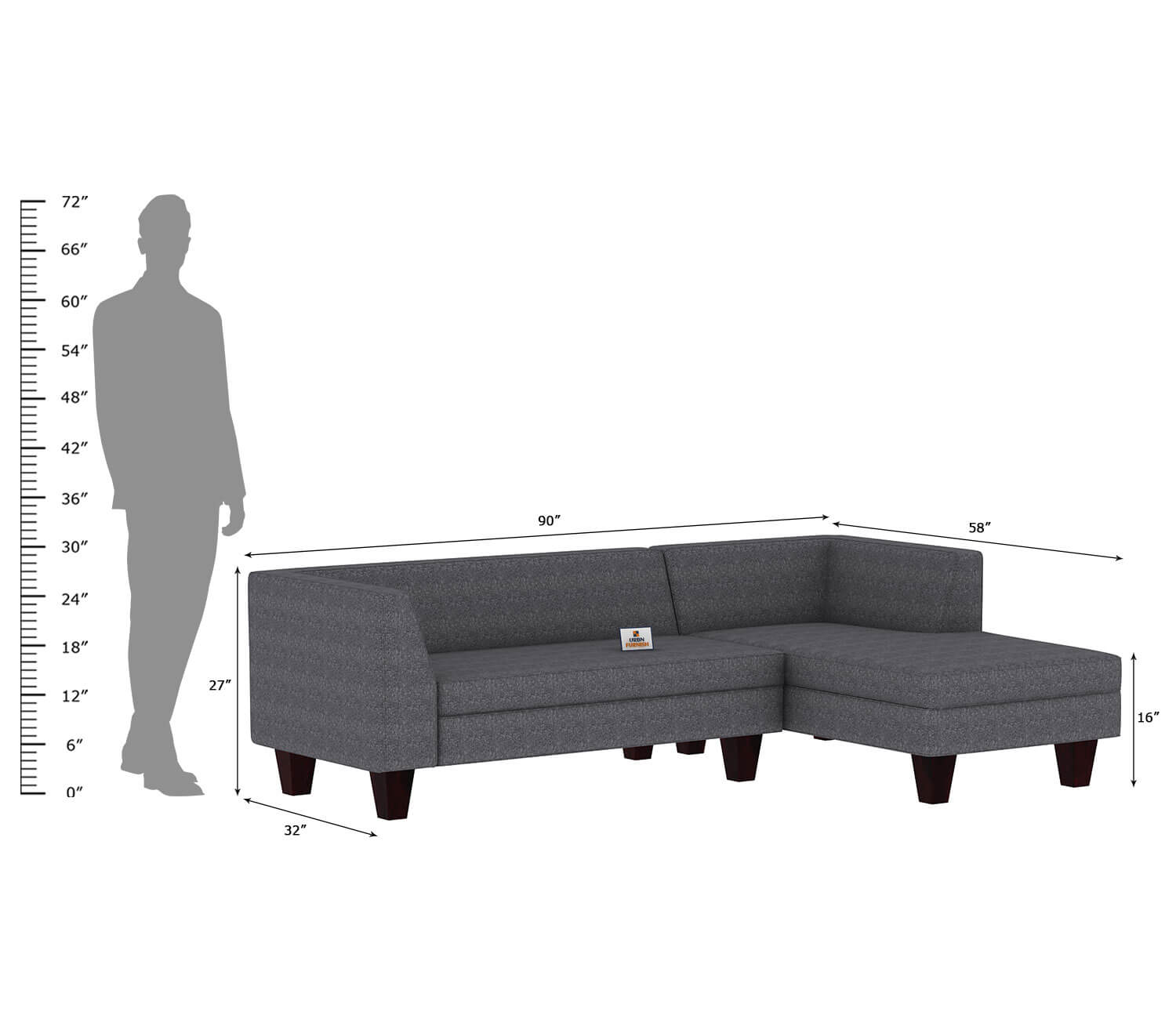Dorian L Shape Right Aligned Sofa - Urbnfurnish