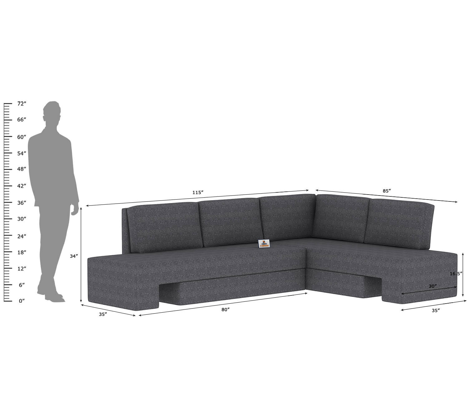 Casper L Shape Right Aligned   Sofa Cum Bed - Urbnfurnish