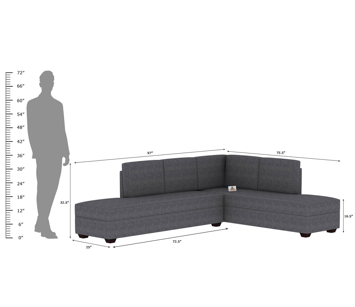 Preludio L Shape Right Aligned   Sofa - Urbnfurnish