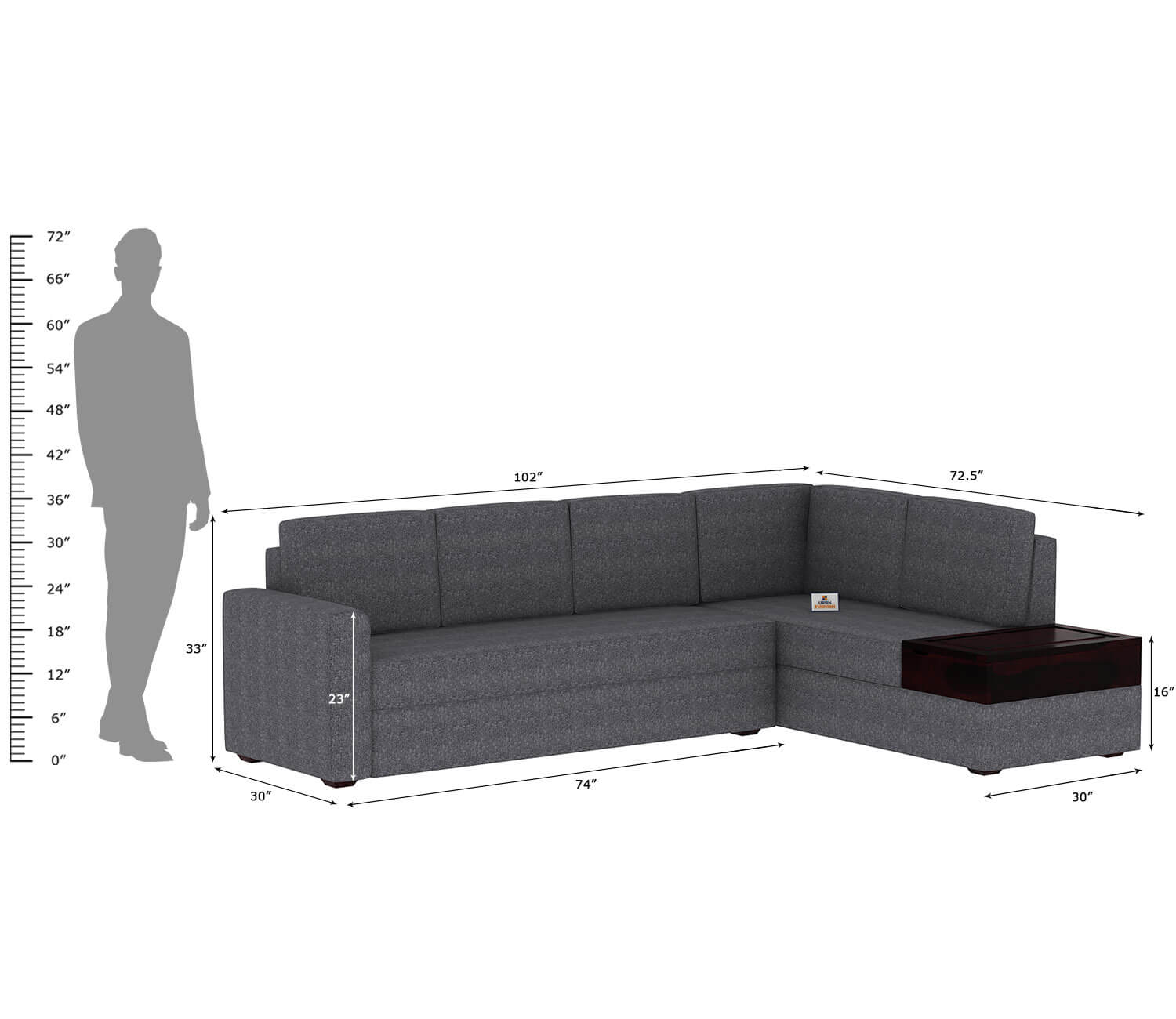 Surround L Shape Right Aligned   Sofa - Urbnfurnish