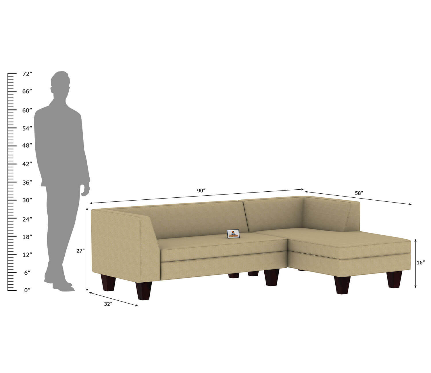 Dorian L Shape Right Aligned Sofa - Urbnfurnish