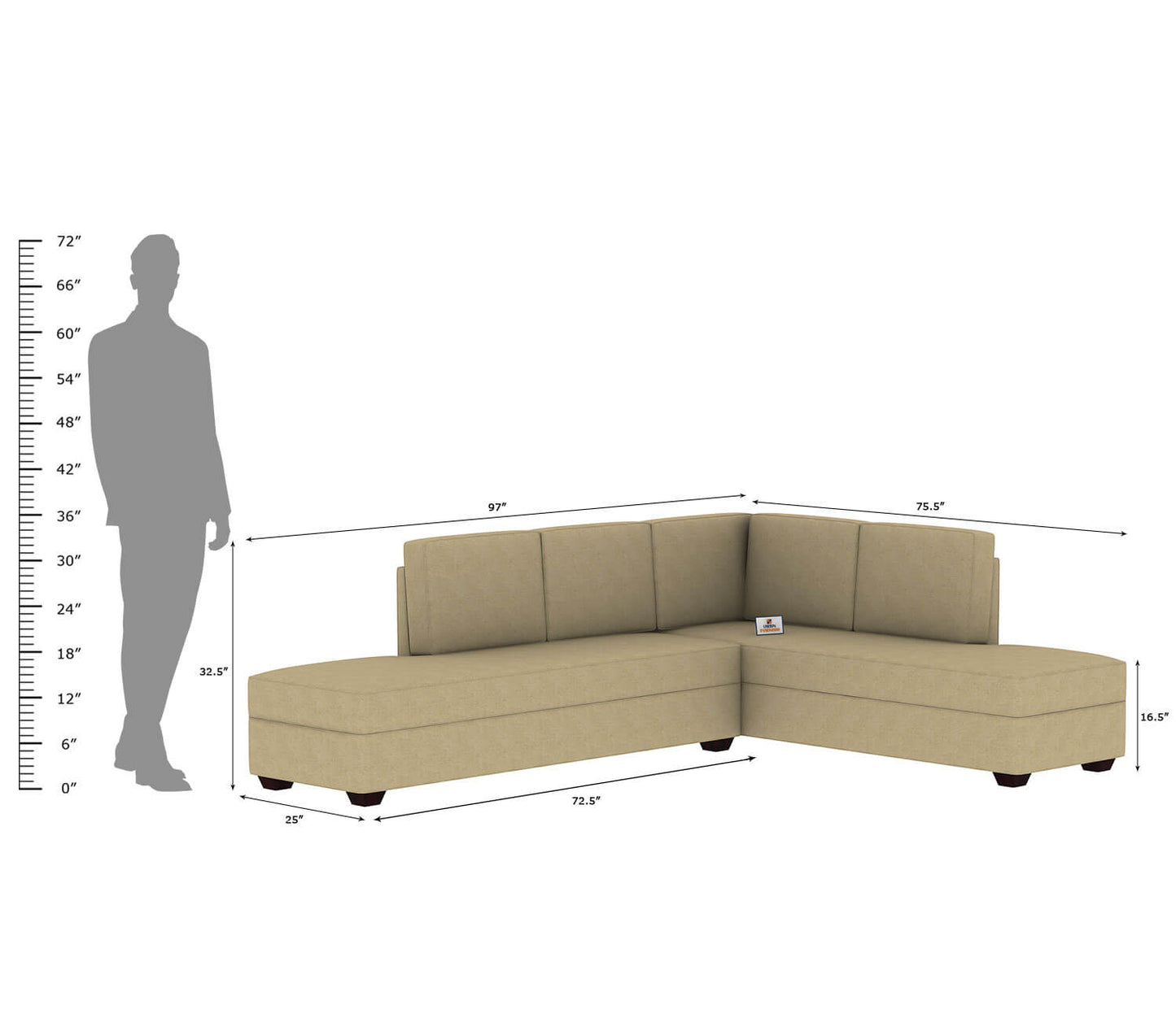 Preludio L Shape Right Aligned   Sofa - Urbnfurnish