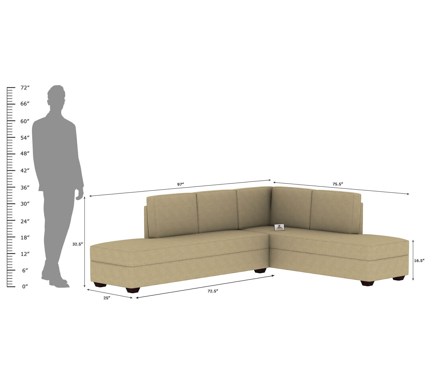 Preludio L Shape Right Aligned   Sofa - Urbnfurnish