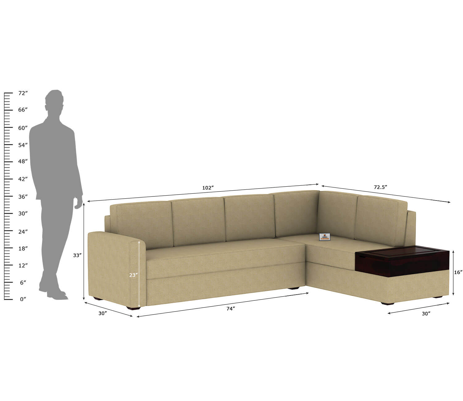 Surround L Shape Right Aligned   Sofa - Urbnfurnish