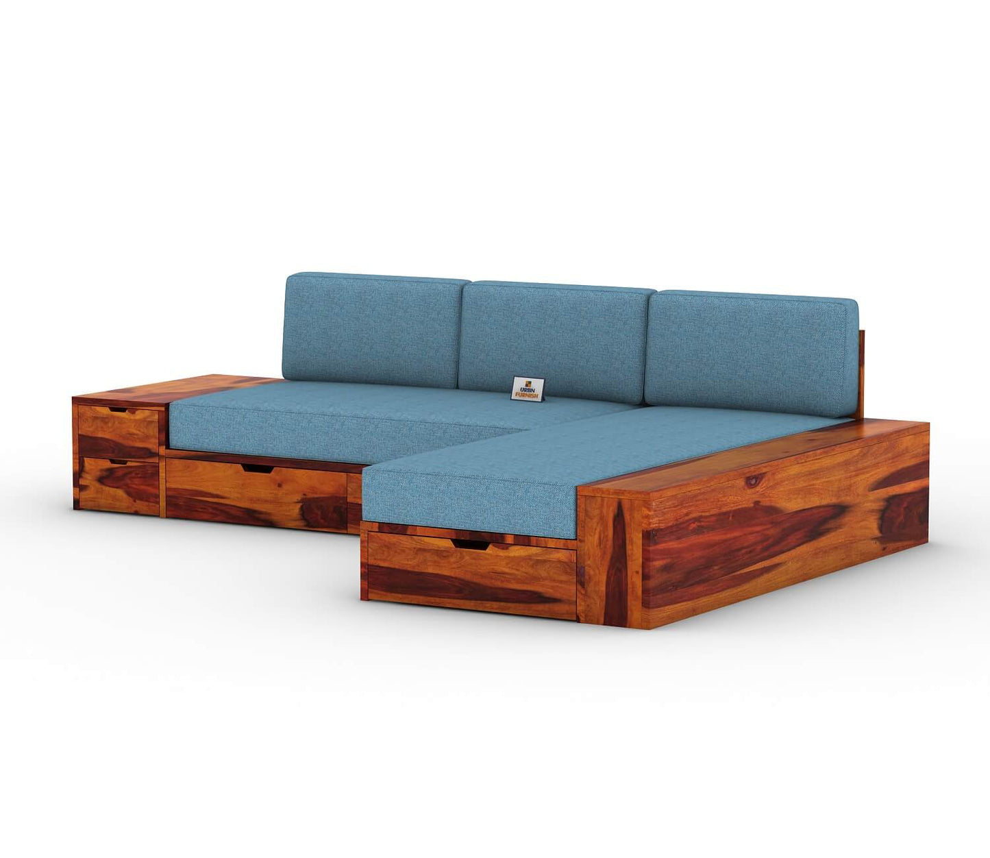 Respiro L Shape Wooden Sofa With Storage - Urbnfurnish