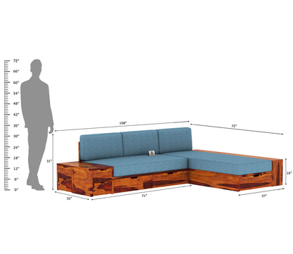 Respiro L Shape Wooden Sofa With Storage - Urbnfurnish