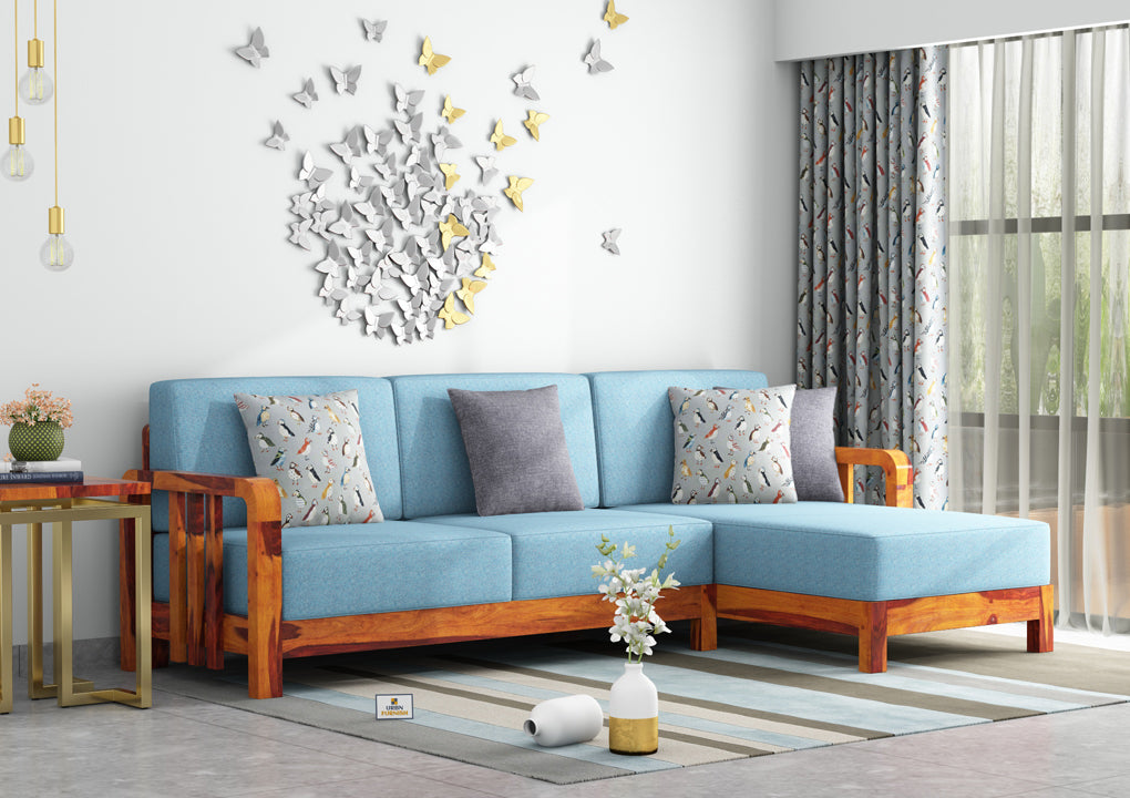 Icaro L Shape Right Aligned Wooden Sofa - Urbnfurnish