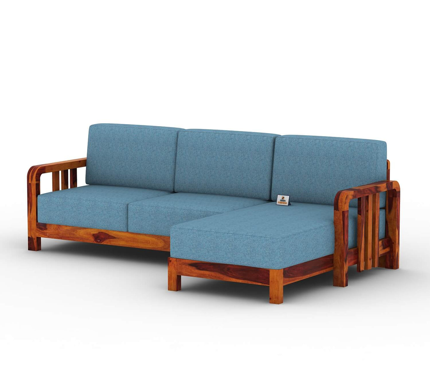 Icaro L Shape Right Aligned Wooden Sofa - Urbnfurnish