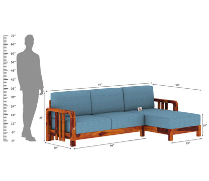 Icaro L Shape Right Aligned Wooden Sofa - Urbnfurnish