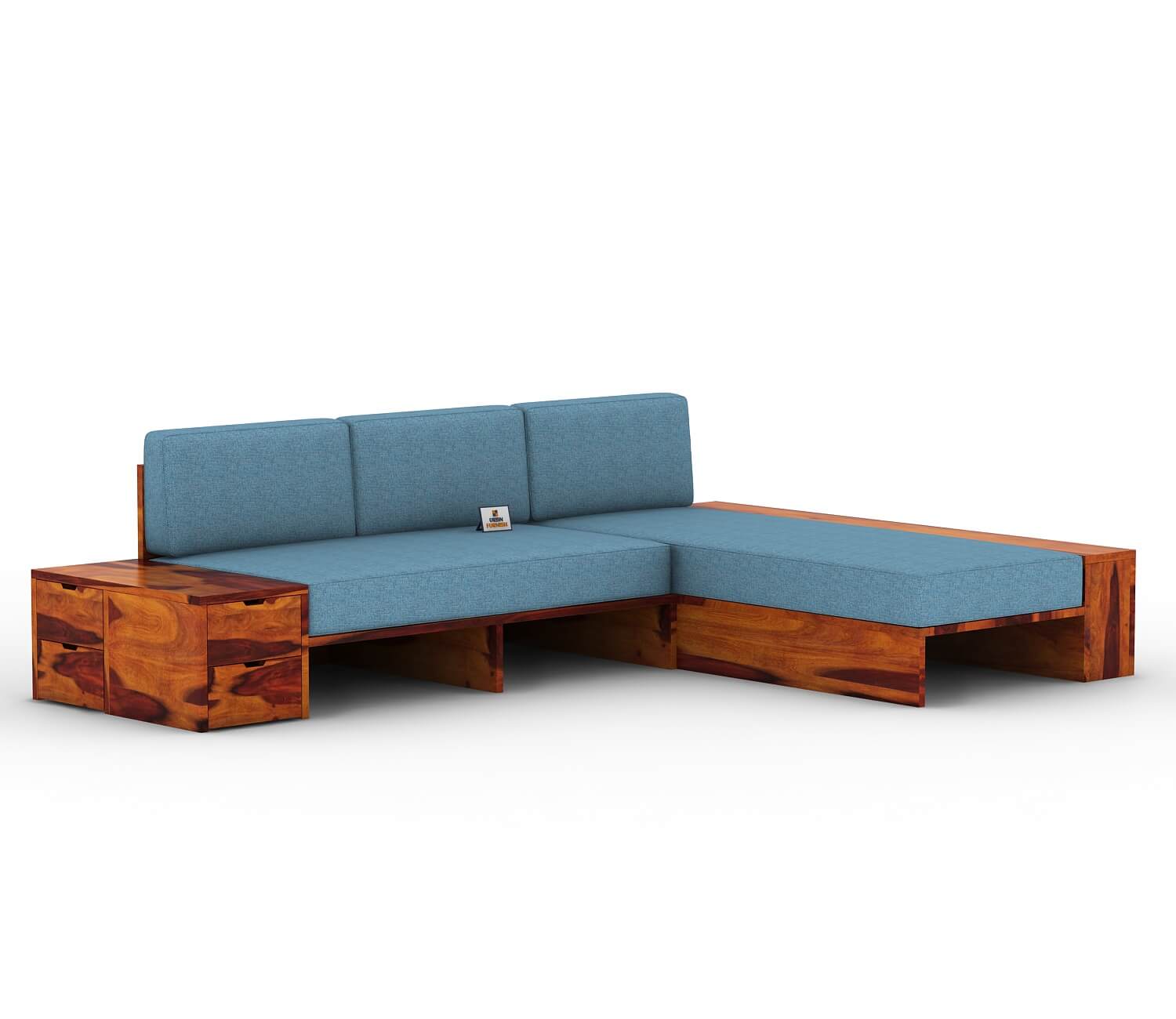 Respiro L Shape Wooden Sofa Without Storage - Urbnfurnish