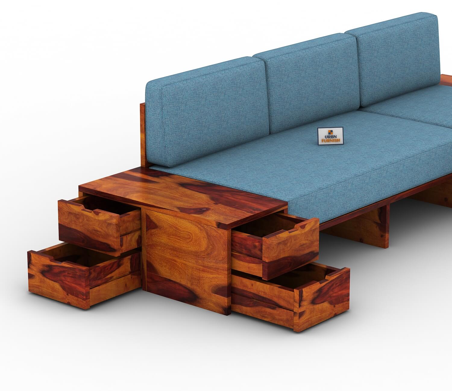 Respiro L Shape Wooden Sofa Without Storage - Urbnfurnish