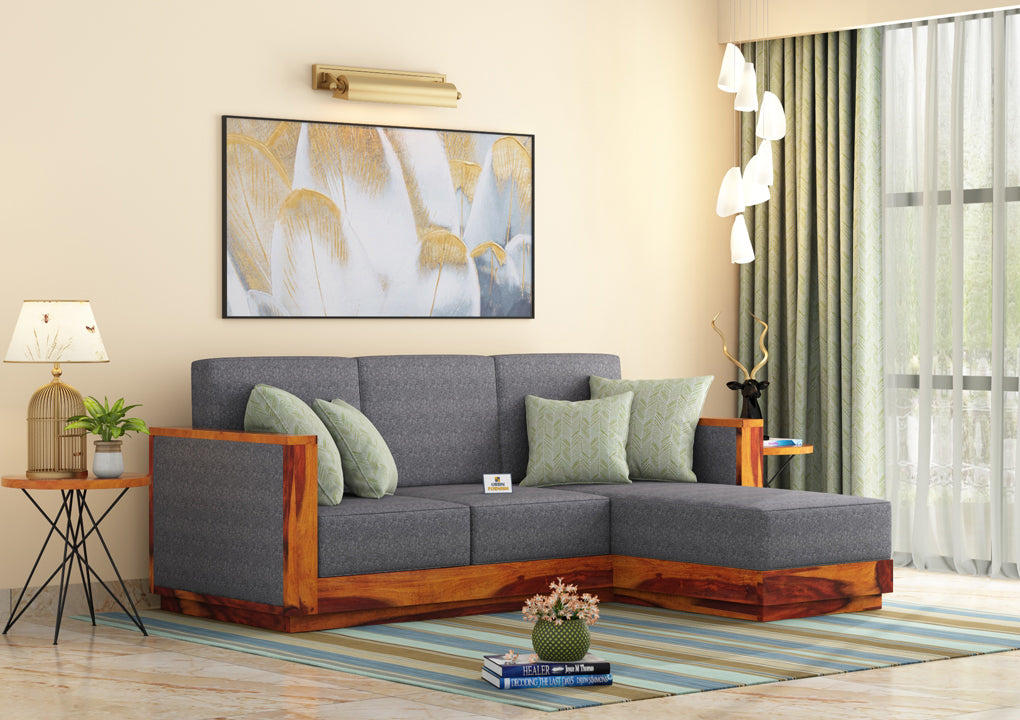 Lago L Shape Right Aligned Wooden Sofa - Urbnfurnish